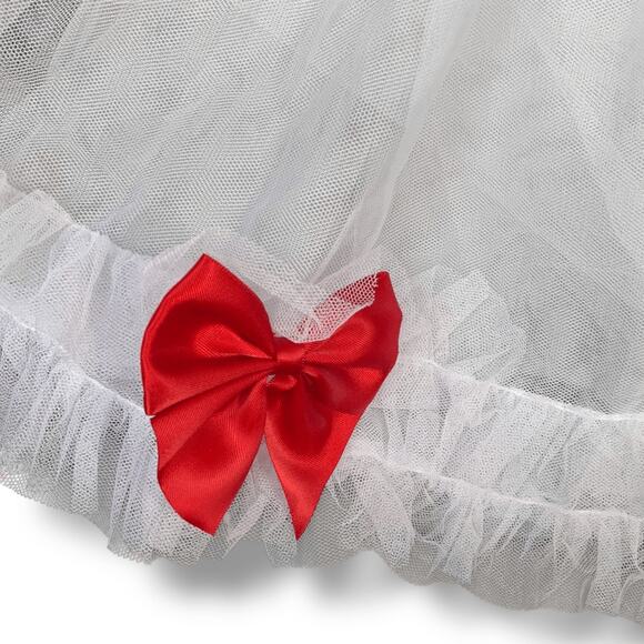 Sugar Thrillz Red Bow Detail Baby Dress White Ruffle Tulle Mini Party Medium - Picture 5 of 11